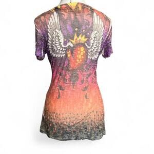 Vocal Y2K Gothic Grunge Punk 2000s Alt Heart Angel Wings Short Sleeve Top Size M